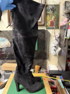 Steve Madden Gorgeous Black Thigh High Boots Women’s 8.5M Lace Up Heel - Thumbnail 3