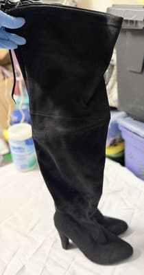 Steve Madden Gorgeous Black Thigh High Boots Women’s 8.5M Lace Up Heel
