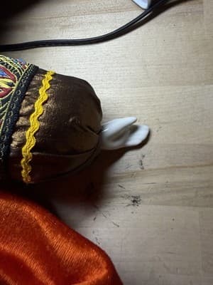Vintage Russian Folk Doll with Faux Fur Hat & Embroidered Dress - Thumbnail 3