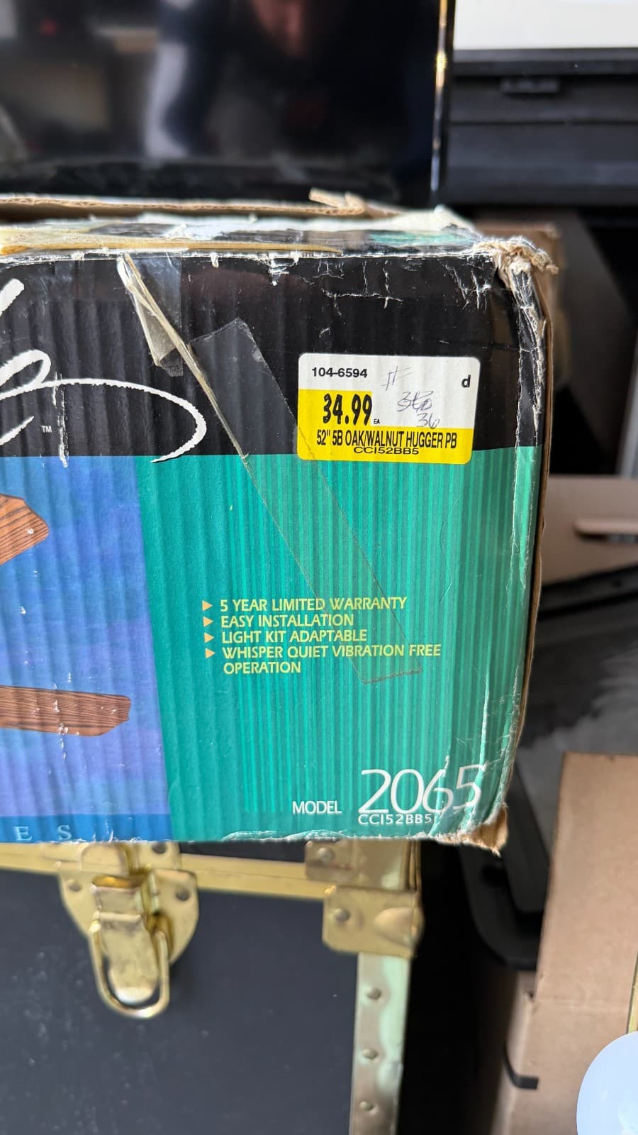 Beacon Isle 52” Ceiling Fan Brass Finish NOS New Open Box Reversible Blades - Thumbnail 4
