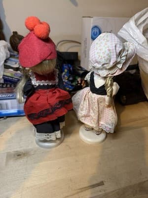 Set of 2 Vintage Folk Dolls – Blonde Braids & Traditional Outfits – 8” Tall - Thumbnail 4