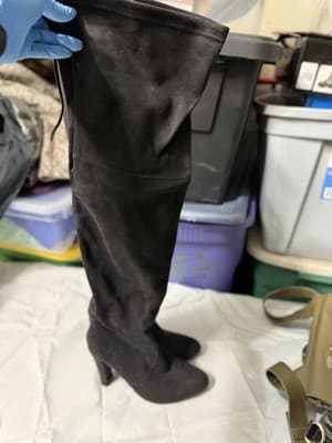 Steve Madden Gorgeous Black Thigh High Boots Women’s 8.5M Lace Up Heel - Thumbnail 2