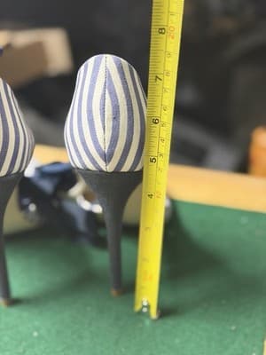 ShoeDazzle Blue White Striped Pointed Toe Heels Ankle Wrap Pumps Women’s - Thumbnail 8