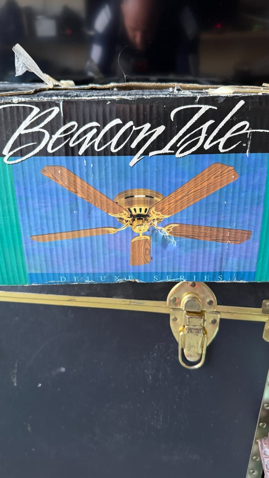Beacon Isle 52” Ceiling Fan Brass Finish NOS New Open Box Reversible Blades - Thumbnail 2