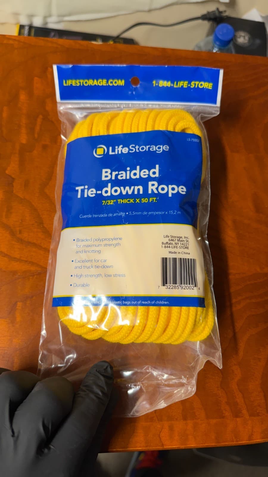 LifeStorage Braided Tie-Down Rope 7/32" x 50 ft – Yellow Polypropylene New - Thumbnail 4