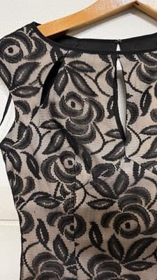 Maggy London Black Nude Lace Floral Sheath Dress Sleeveless Size 8 - Thumbnail 8