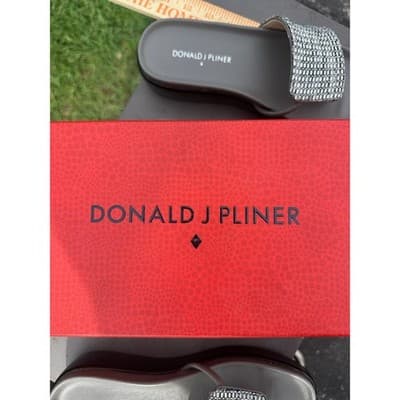 Donald J Pliner Fifi Slate Pewter Metallic Crystal Platform Thong Sandals 6M - Thumbnail 7