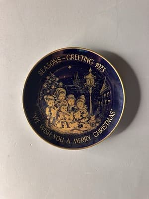 Lindner Christmas 1973 Collector Plate Blue And Gold We Wish You A Merry Xmas ^^ - Thumbnail 2
