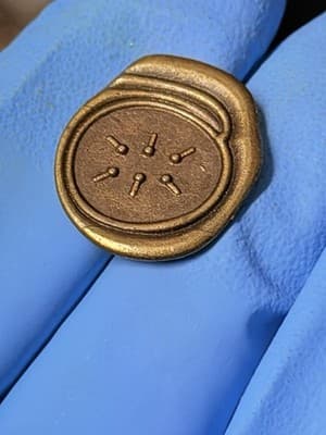 Vintage Bronze Token Coin With Symbol Handmade Medallion Charm Small - Thumbnail 2