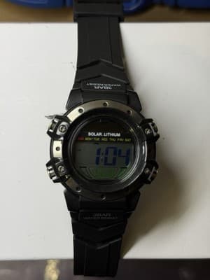 Digital Solar Lithium Watch AW 91-754 3BAR Water Resistant Black Sport - Thumbnail 2