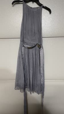 Adrianna Papell Gray Chiffon Sleeveless Dress Beaded Waist US 10 Elegant - Thumbnail 2