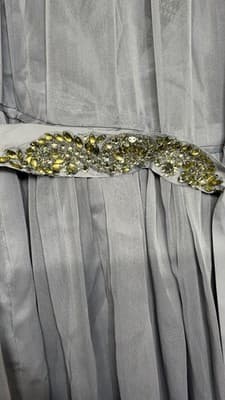 Adrianna Papell Gray Chiffon Sleeveless Dress Beaded Waist US 10 Elegant - Thumbnail 3