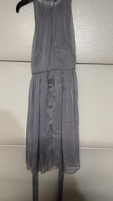 Adrianna Papell Gray Chiffon Sleeveless Dress Beaded Waist US 10 Elegant - Thumbnail 8