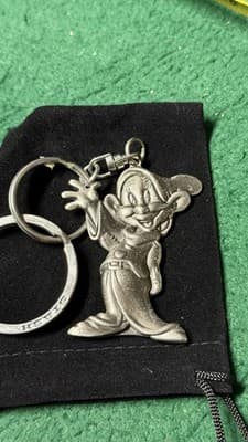 Vintage Disney Dopey Dwarf Metal Pewter Key Chain S49