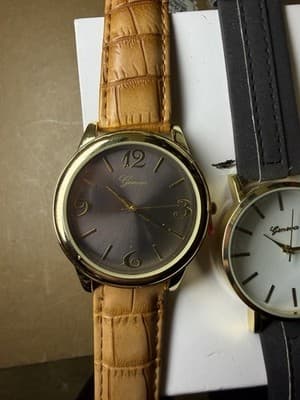 Lot of 4 Geneva Quartz Watches – Mixed Styles – Leather & Metal Bands - Thumbnail 3