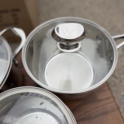 Technique Clad 6 Pc Stainless Steel Cookware Set Pots w/ Lids Induction - Thumbnail 4