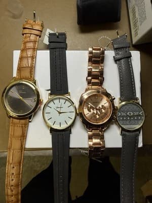 Lot of 4 Geneva Quartz Watches – Mixed Styles – Leather & Metal Bands