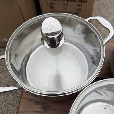 Technique Clad 6 Pc Stainless Steel Cookware Set Pots w/ Lids Induction - Thumbnail 3