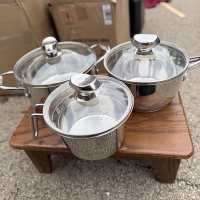 Technique Clad 6 Pc Stainless Steel Cookware Set Pots w/ Lids Induction