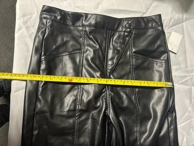 Blank NYC Black Faux Leather Pants Women’s Size L High Rise Button Front - Thumbnail 7