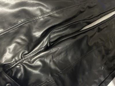 Blank NYC Black Faux Leather Pants Women’s Size L High Rise Button Front - Thumbnail 3