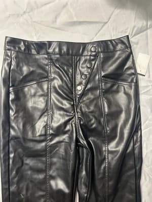 Blank NYC Black Faux Leather Pants Women’s Size L High Rise Button Front - Thumbnail 2