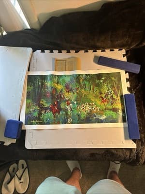 LEROY NEIMAN 1967 "THE HUNT FOR THE UNICORN" PRINT ON CANVAS SIGNED IN THE PLATE