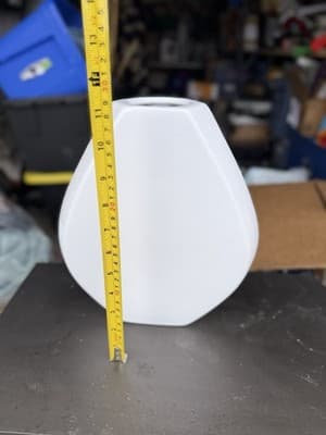 Modern White Geometric Ceramic Vase Matte Minimalist Decor 9” - Thumbnail 5