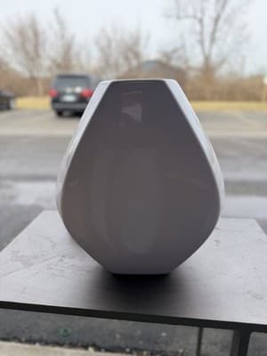 Modern White Geometric Ceramic Vase Matte Minimalist Decor 9” - Thumbnail 2