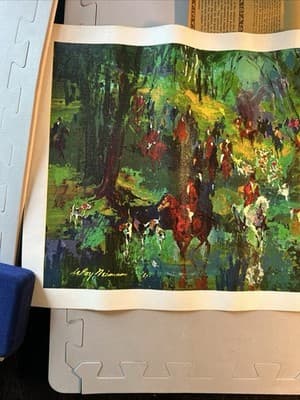 LEROY NEIMAN 1967 "THE HUNT FOR THE UNICORN" PRINT ON CANVAS SIGNED IN THE PLATE - Thumbnail 5