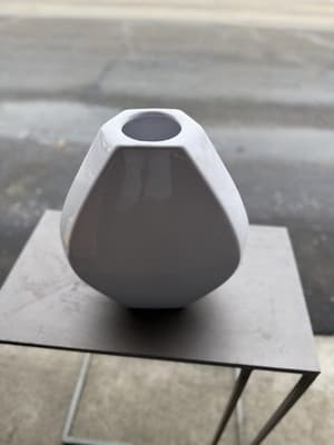Modern White Geometric Ceramic Vase Matte Minimalist Decor 9”