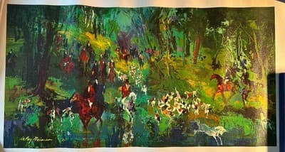LEROY NEIMAN 1967 "THE HUNT FOR THE UNICORN" PRINT ON CANVAS SIGNED IN THE PLATE - Thumbnail 4