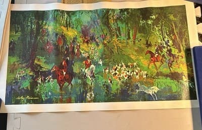 LEROY NEIMAN 1967 "THE HUNT FOR THE UNICORN" PRINT ON CANVAS SIGNED IN THE PLATE - Thumbnail 2