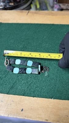 Turquoise & Black Stone Bracelet Silver Tone Toggle Clasp Boho Vintage Style 7” - Thumbnail 6