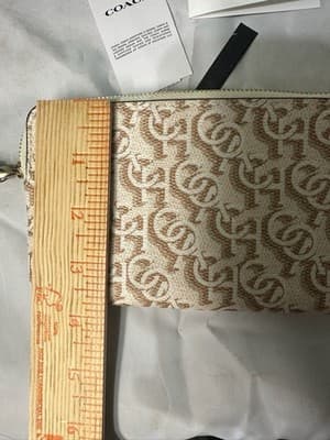 Coach Signature C Monogram Wristlet Beige Brown Zip Pouch NWT - Thumbnail 4
