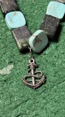 Turquoise & Black Stone Bracelet Silver Tone Toggle Clasp Boho Vintage Style 7” - Thumbnail 2