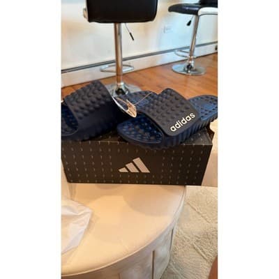 Adidas Adissage 360REC Navy Blue Massage Slides Mens 9 Womens 10 Sandals NIB - Thumbnail 2