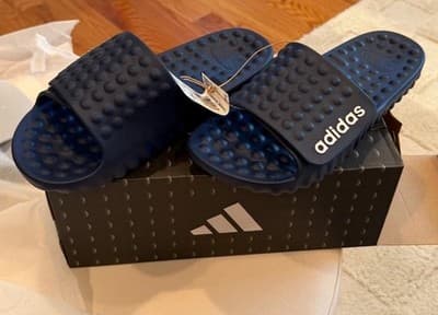 Adidas Adissage 360REC Navy Blue Massage Slides Mens 9 Womens 10 Sandals NIB