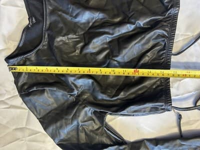 Women’s Black Faux Leather Long Sleeve Crop Top Drawstring Hem Size L - Thumbnail 3