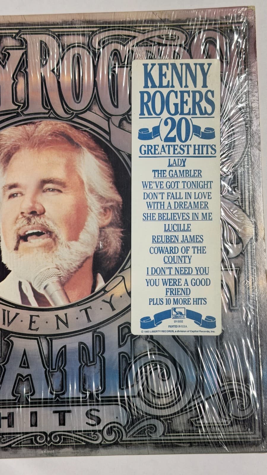 Kenny Rogers – Twenty Greatest Hits Vinyl LP (1983) – Untested - Thumbnail 2