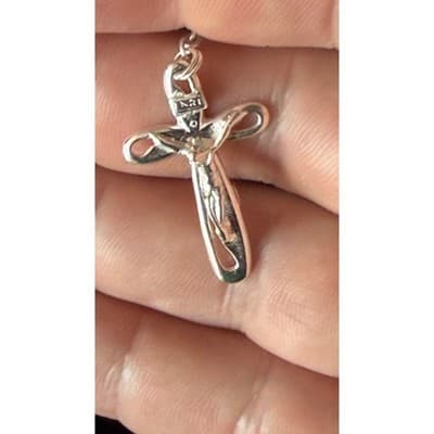 Argento 925 Sterling Silver Rosary Necklace Pink Crystal Beads R122 NEW - Thumbnail 5