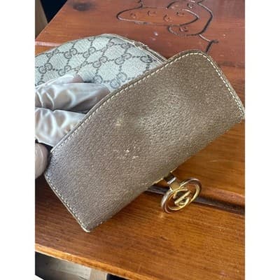 Vintage Gucci GG Supreme Monogram Bifold Wallet Brown Leather Interlocking G Log - Thumbnail 10