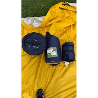 Coleman Brazos 20-40F Sleeping Bag LL Bean 40F Camp Bag & Sleeping Pad Set Navy - Thumbnail 2