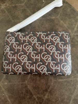 Coach Leather Corner Zip Wristlet Monogram Print NWT