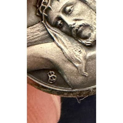 J. Balme French Sterling Silver Jesus Christ Medal Pendant Notre Dame de Paris - Thumbnail 5