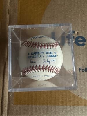 Joe Torre Signed Rawlings Official American League Baseball w/ Display Case - Thumbnail 6
