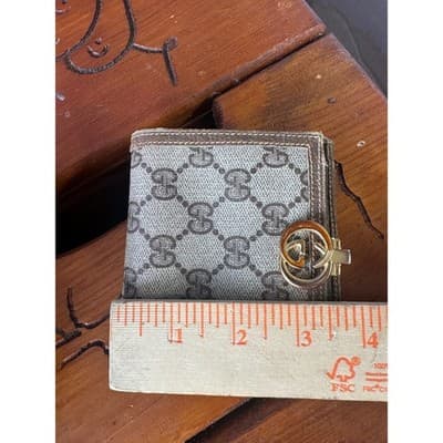 Vintage Gucci GG Supreme Monogram Bifold Wallet Brown Leather Interlocking G Log - Thumbnail 13