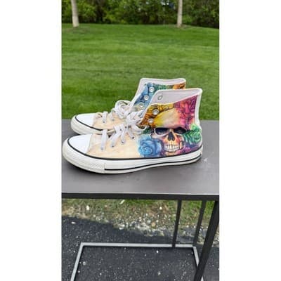 Converse Chuck Taylor All Star Sugar Skull Rose High Sneakers 169106F Mens 6.5