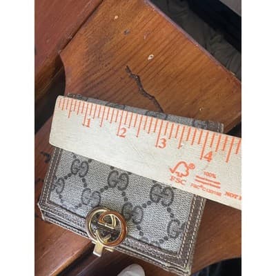 Vintage Gucci GG Supreme Monogram Bifold Wallet Brown Leather Interlocking G Log - Thumbnail 14