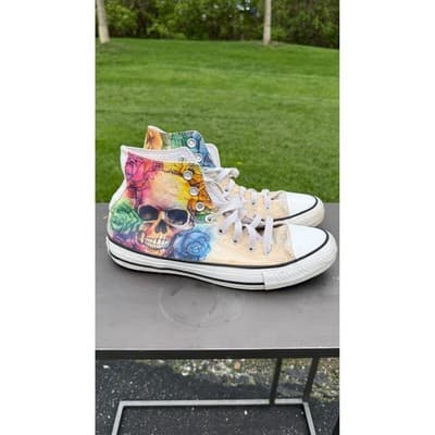 Converse Chuck Taylor All Star Sugar Skull Rose High Sneakers 169106F Mens 6.5 - Thumbnail 6